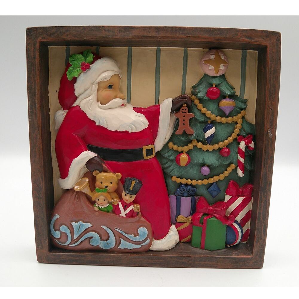 Jim Shore Santa Decorating Tree Heavy Wall Desk Plaque Hand Painted